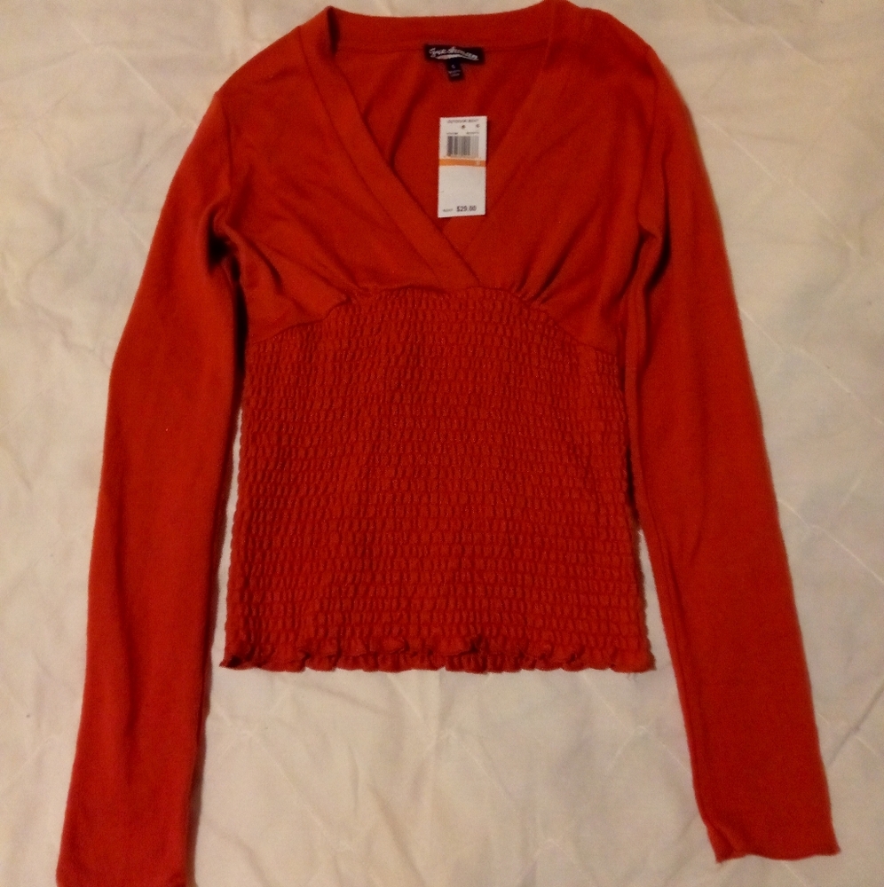 NWT - Juniors Smock V- Neck Top